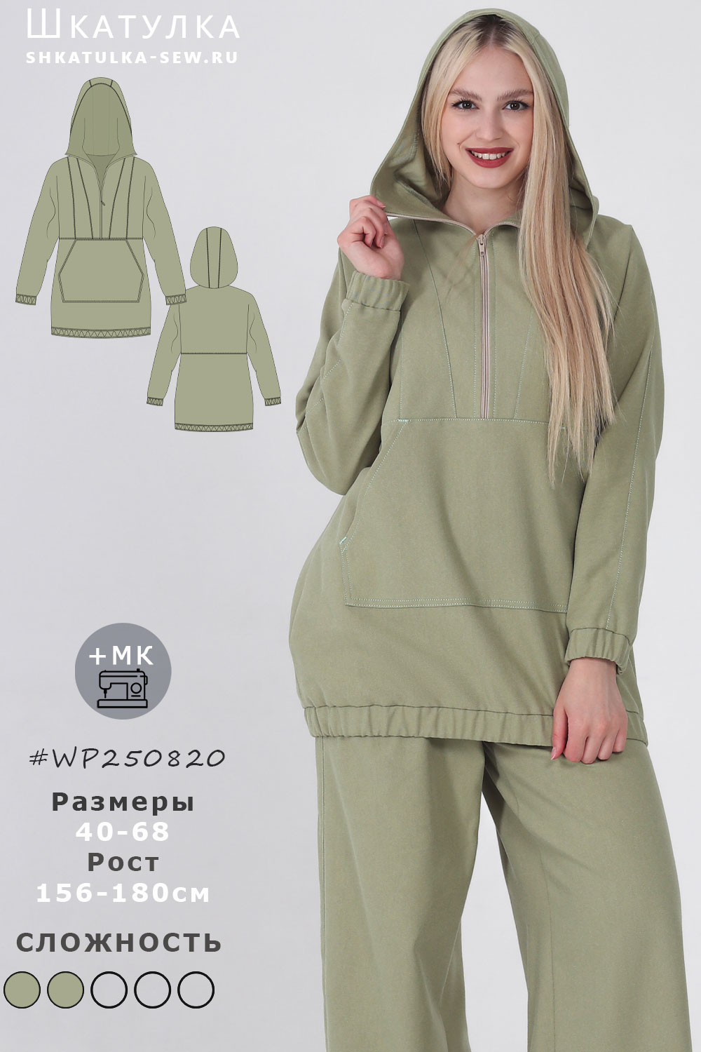 Выкройка женского анорака WP250820